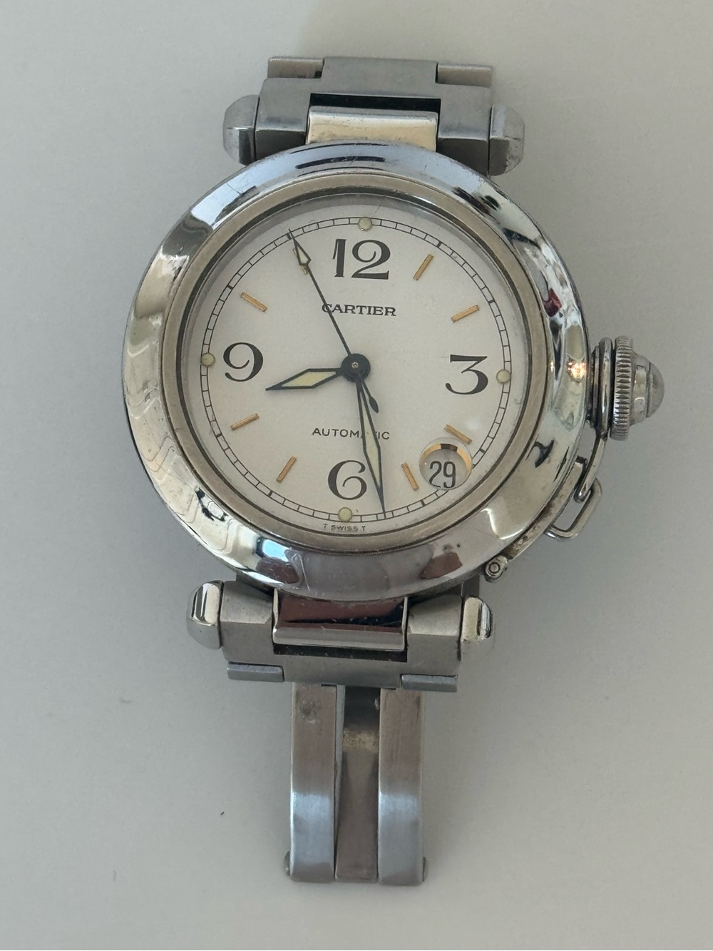 Cartier Pasha C 2324 Stainless Steel  Water Resistant 35mm White Dial